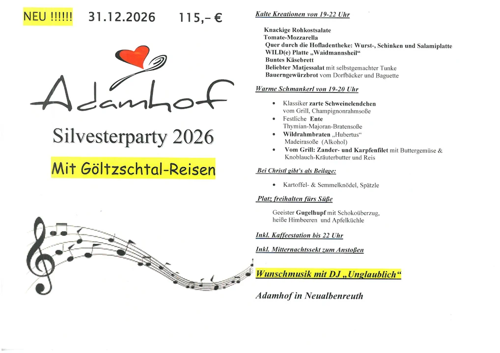 Silvesterparty im Adamhof